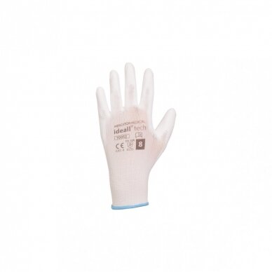 Work gloves coated with polyurethane white (full palm)