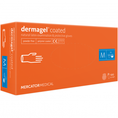 Перчатки латексные без пудры DermaGel PF, 100 шт. 1