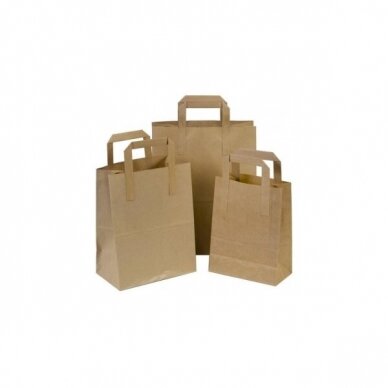 Brown Flat bags with handles, 280 x 160 x 350