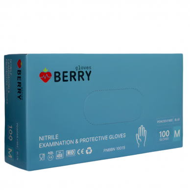 Перчатки нитриловые одноразовые, Berry blue 100шт. 1