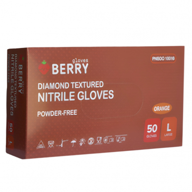 Disposable nitrile gloves, extended Berry Diamond orange, 50pcs